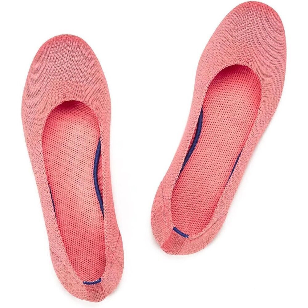 Frank Mully Women’s Pink Knit Fabric Round Toe Slip On Ballet Flat Shoes